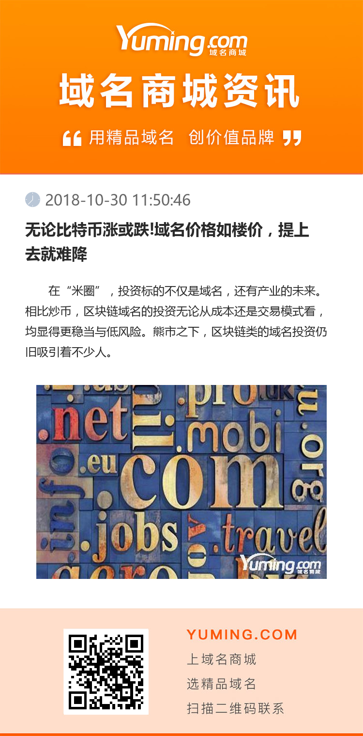 無論比特幣漲或跌!域名價格如樓價，提上去就難降