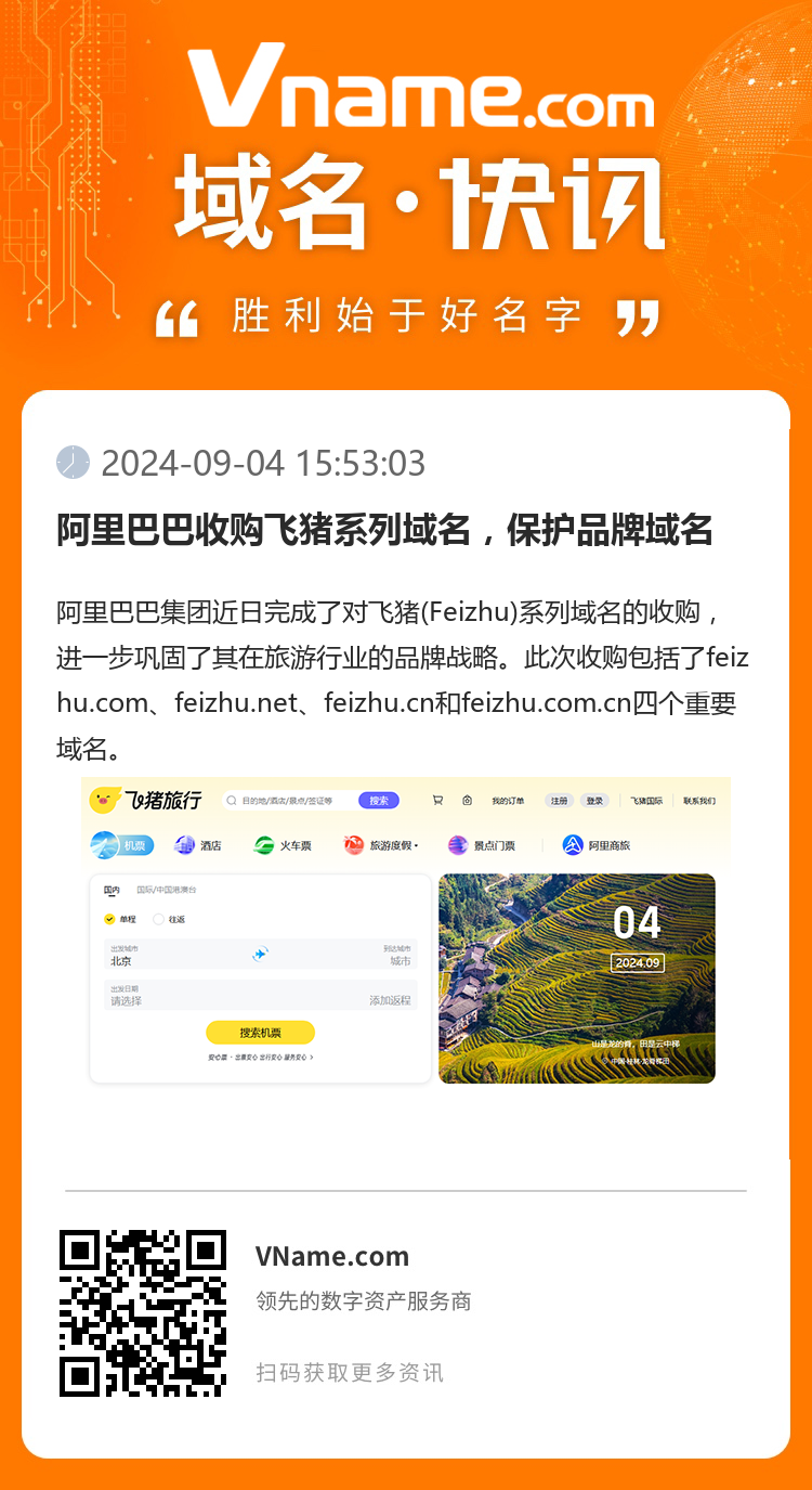 阿里巴巴收購飛豬系列域名，保護品牌域名