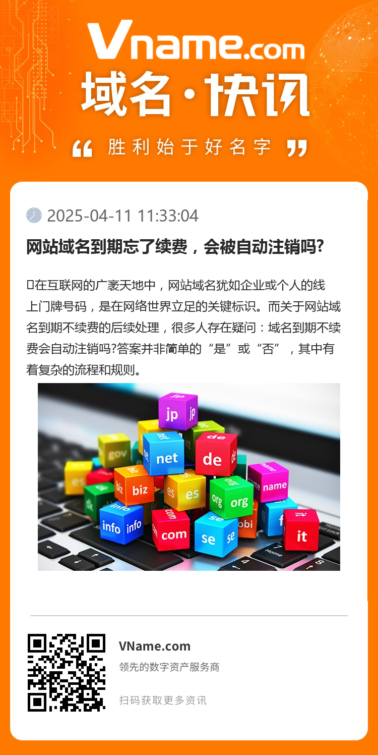 網站域名到期忘了續費，會被自動注銷嗎?