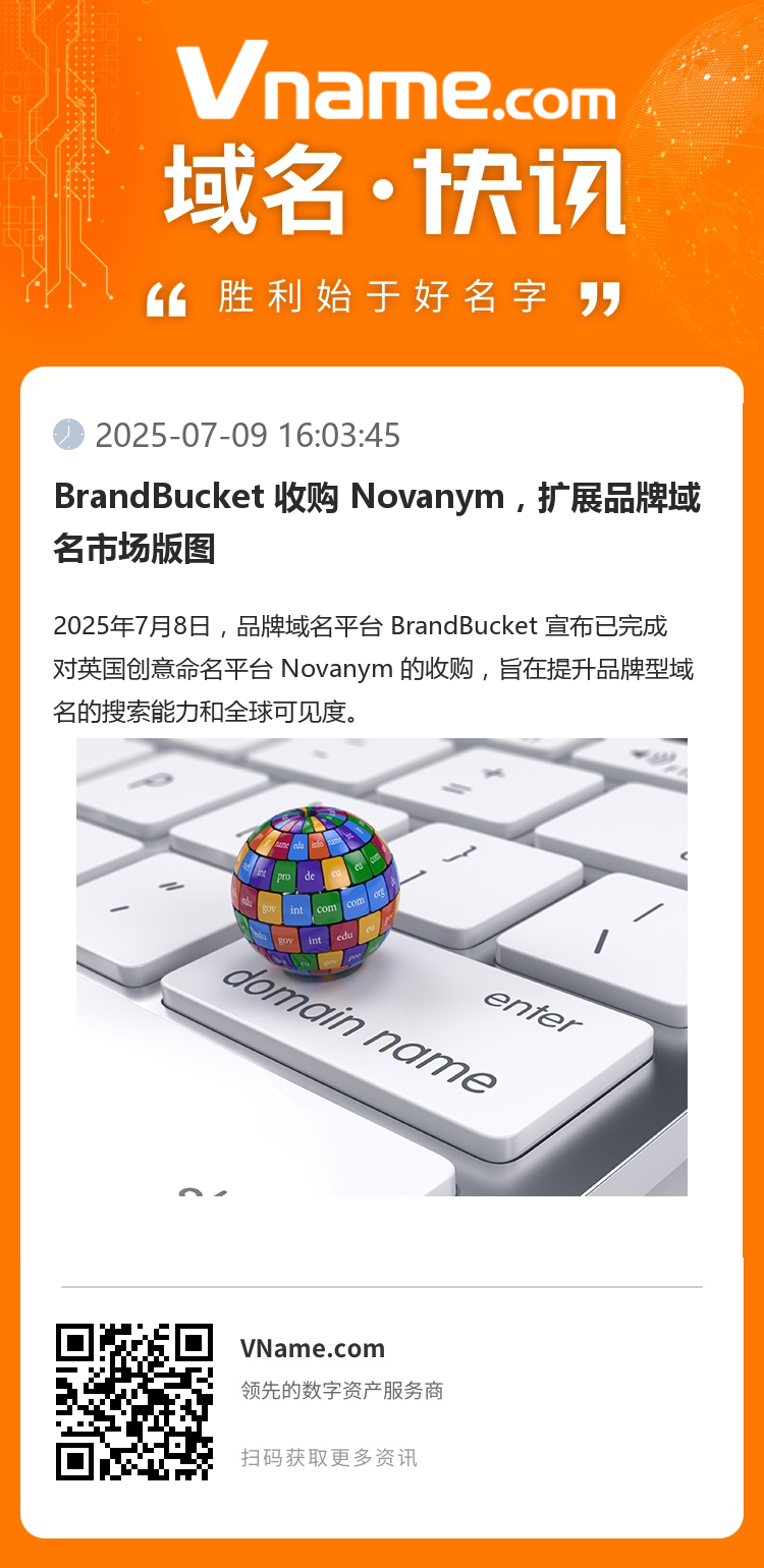 BrandBucket 收購 Novanym，擴(kuò)展品牌域名市場版圖