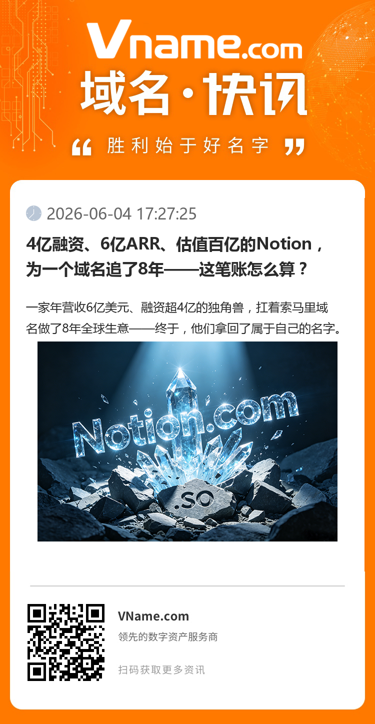 4億融資、6億ARR、估值百億的Notion，為一個域名追了8年——這筆賬怎么算？