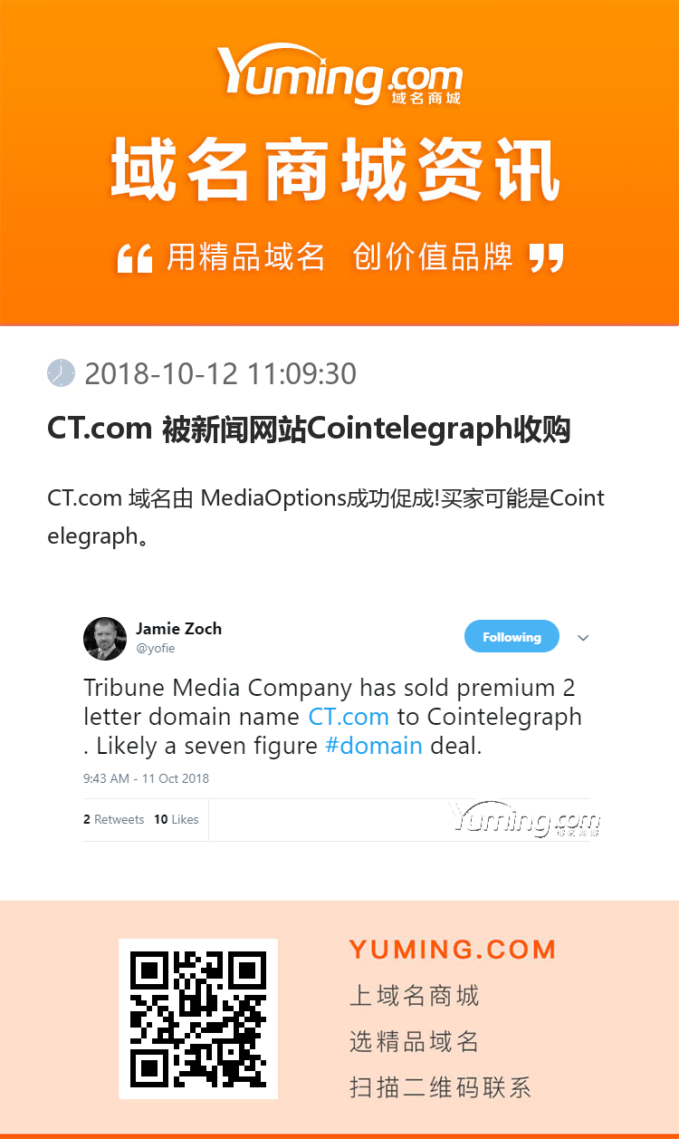 CT.com 被新聞網站Cointelegraph收購