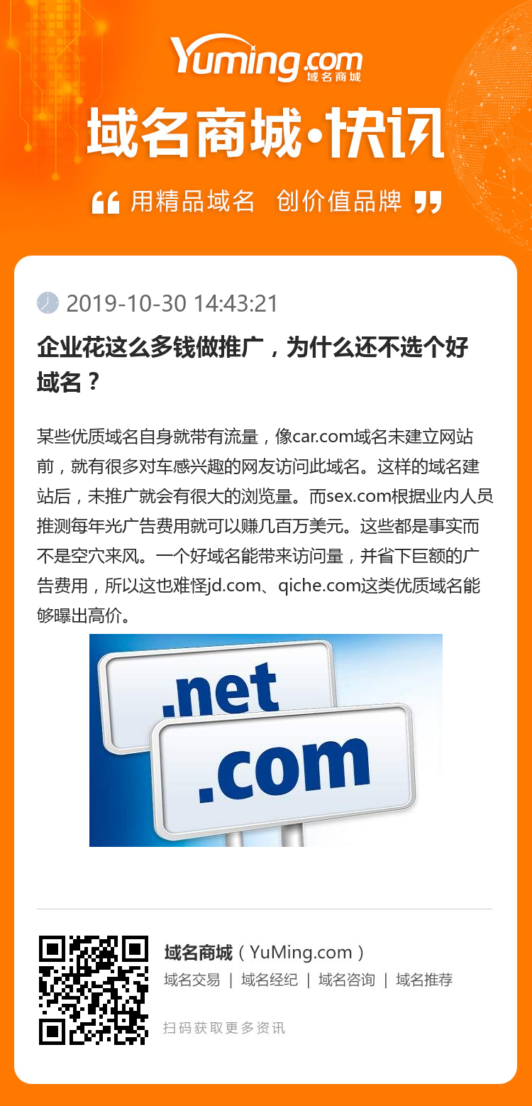 企業(yè)花這么多錢做推廣，為什么還不選個(gè)好域名？