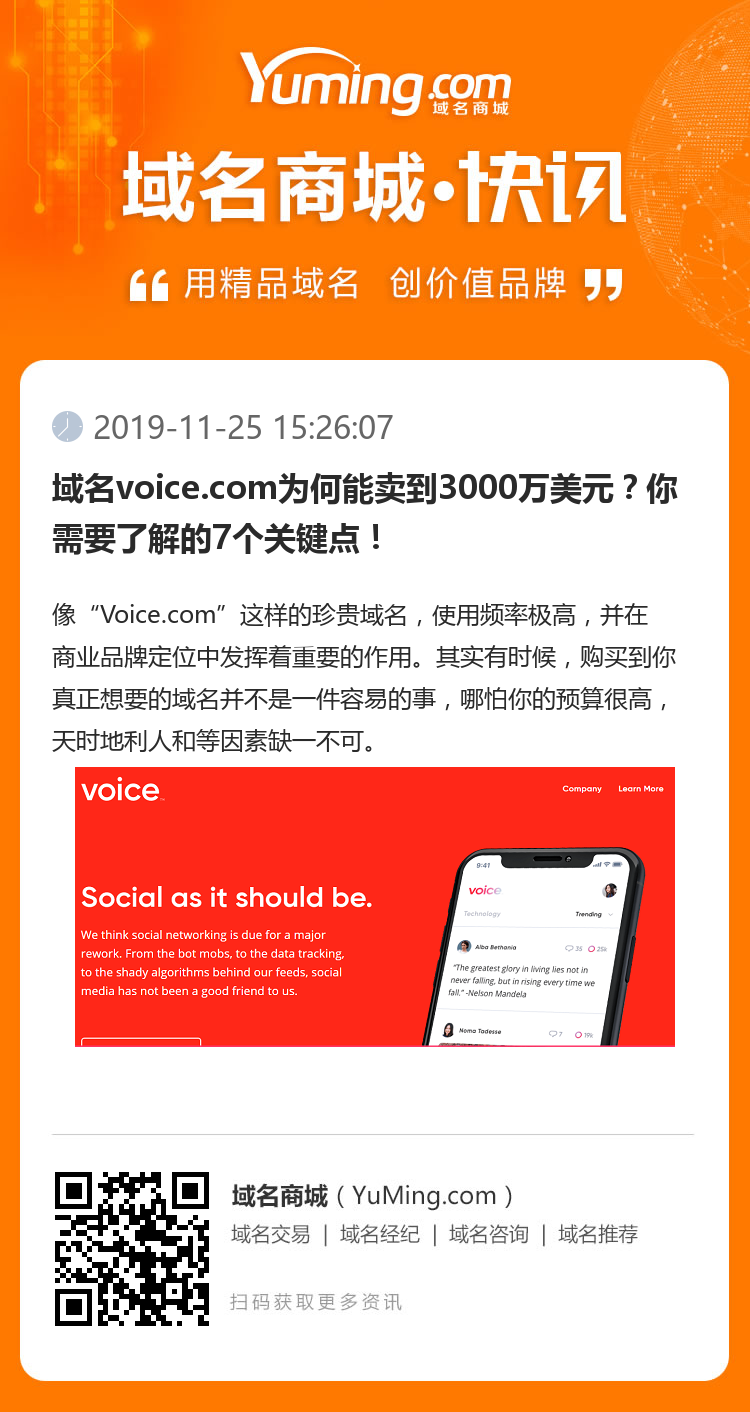 域名voice.com為何能賣到3000萬美元？你需要了解的7個關(guān)鍵點！