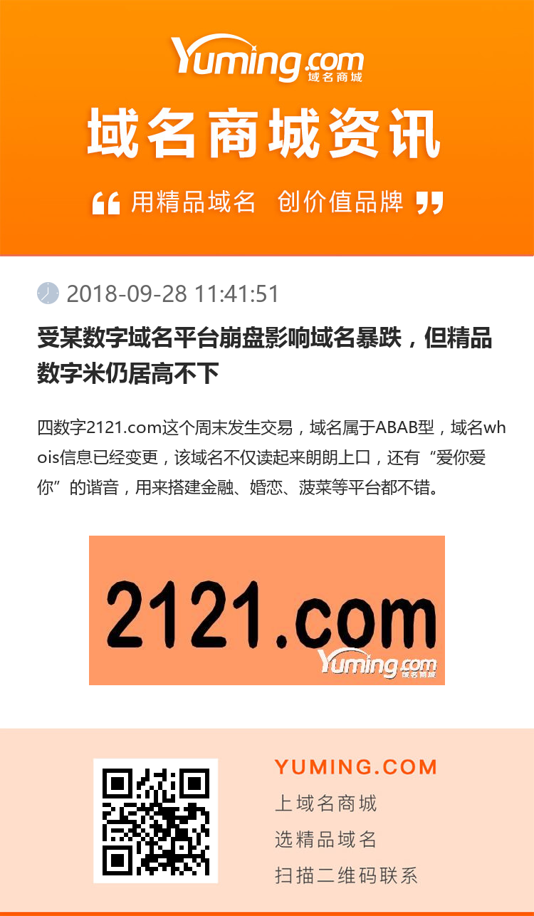 受某數字域名平臺崩盤影響域名暴跌，但精品數字米仍居高不下